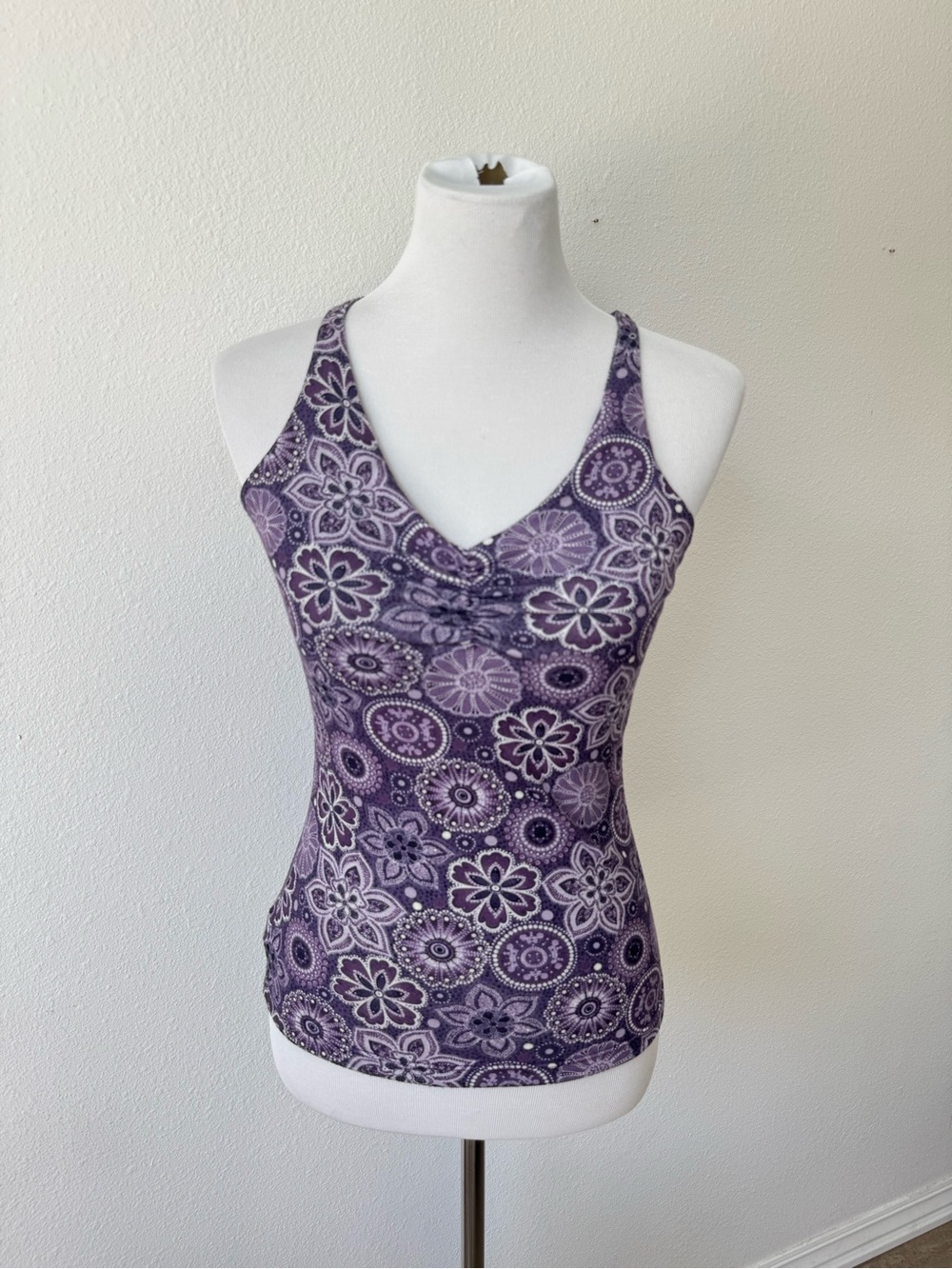 prAna Purple Floral Rouged Halter Tank Top